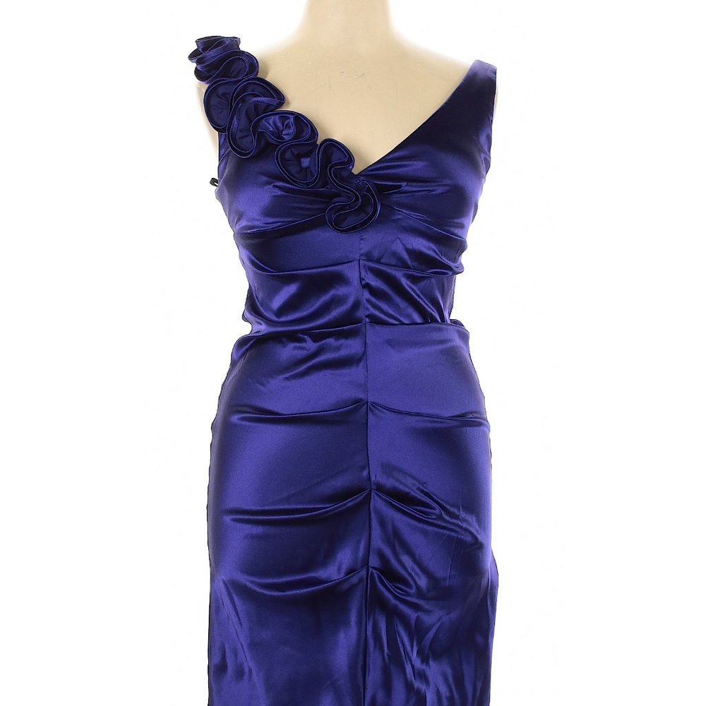 DJ-JAZ Satin Blue Purple Cocktail Dress Size 14